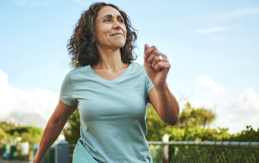 happy woman speed walk